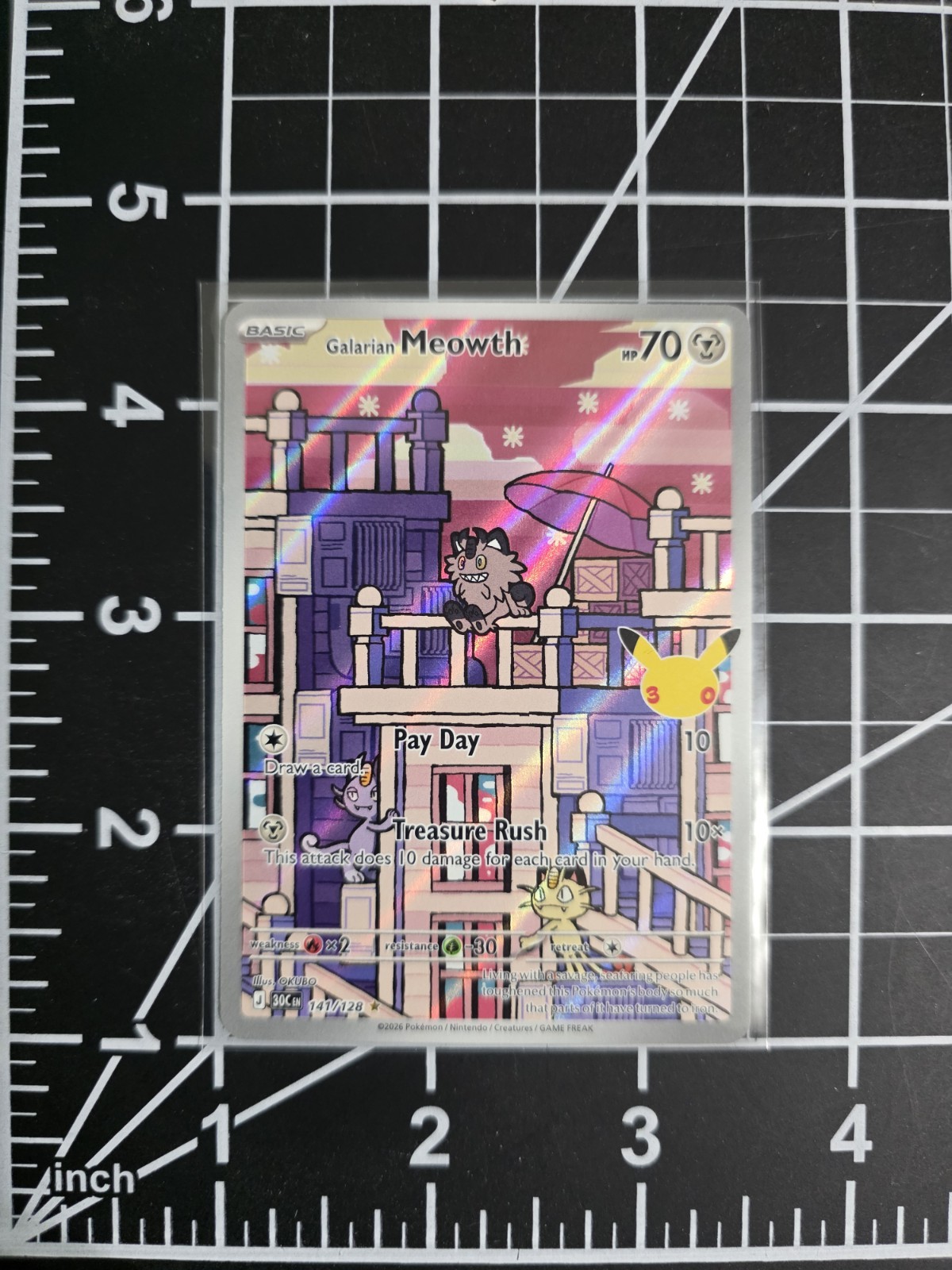 Galarian Meowth 30C 141/128 Pokemon 30° anniversario quasi nuovo/m