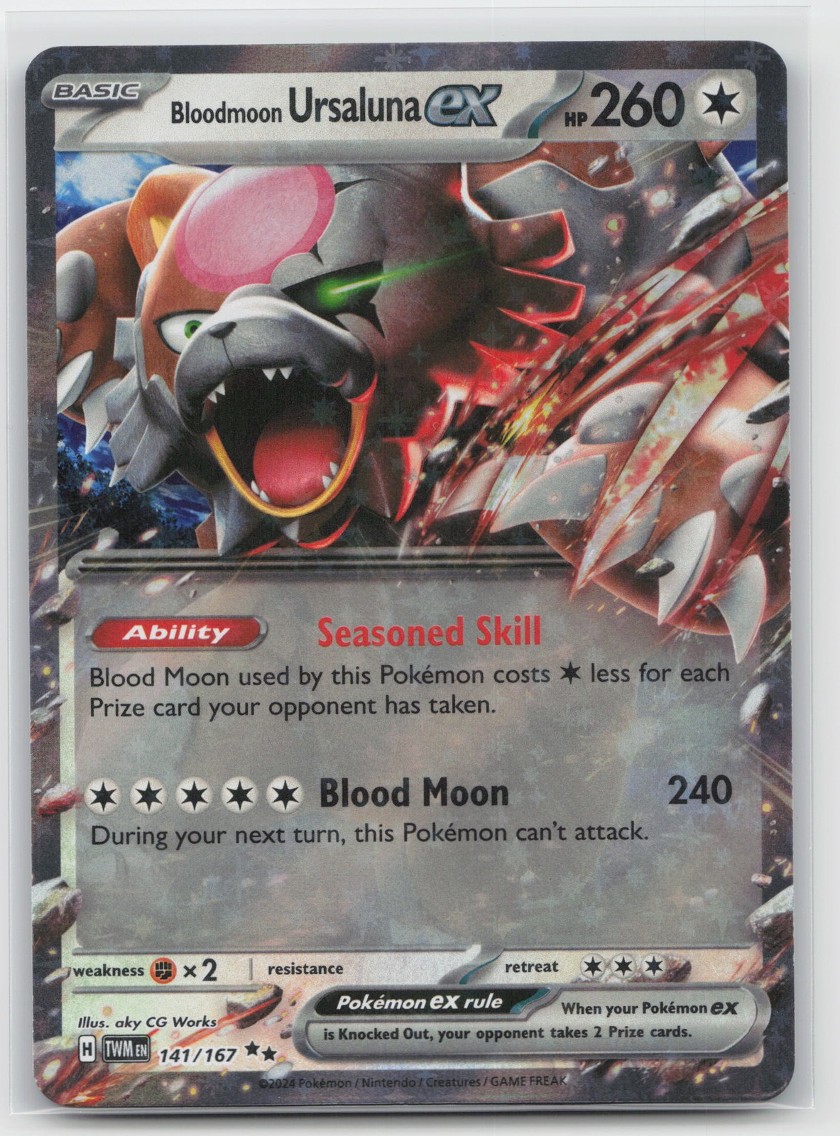 Twilight Masquerade Bloodmoon Ursaluna ex 141/167 Doppio Raro Pokemon quasi nuovo