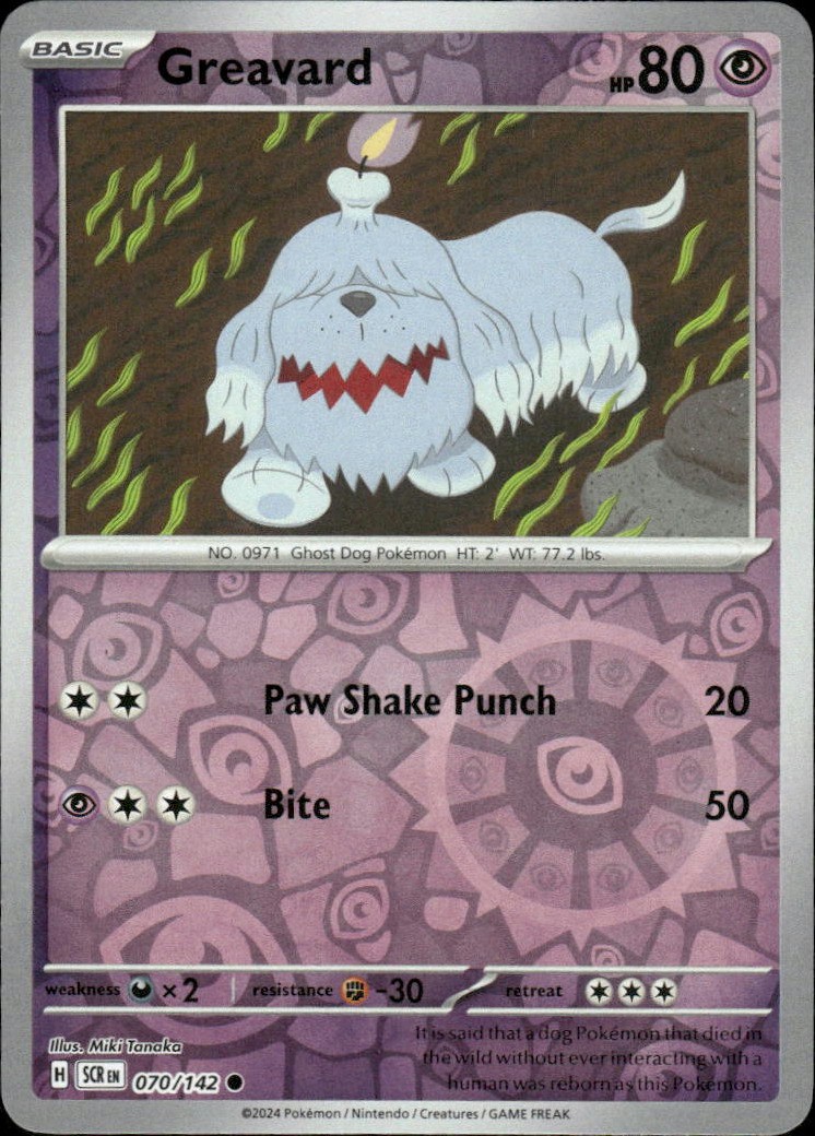 Greavard Stellar Crown 070/142 Common Reverse Holo Pokémon — English NM