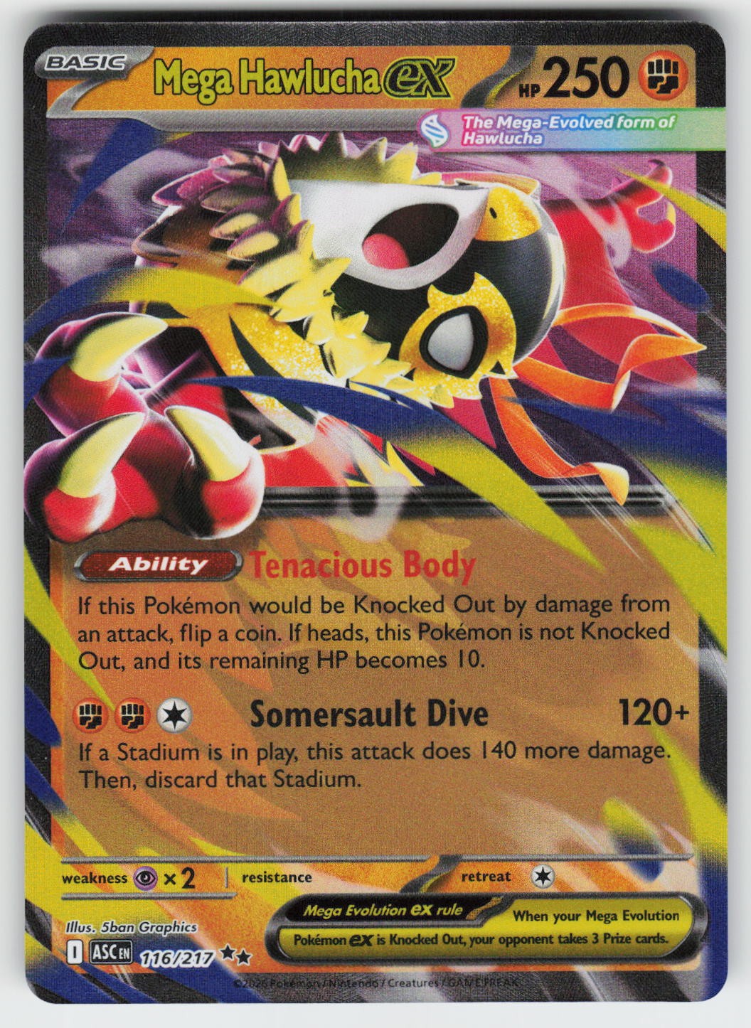 Mega Hawlucha ex - Holo Double Rare ME: Ascended Heroes 116/217 NM