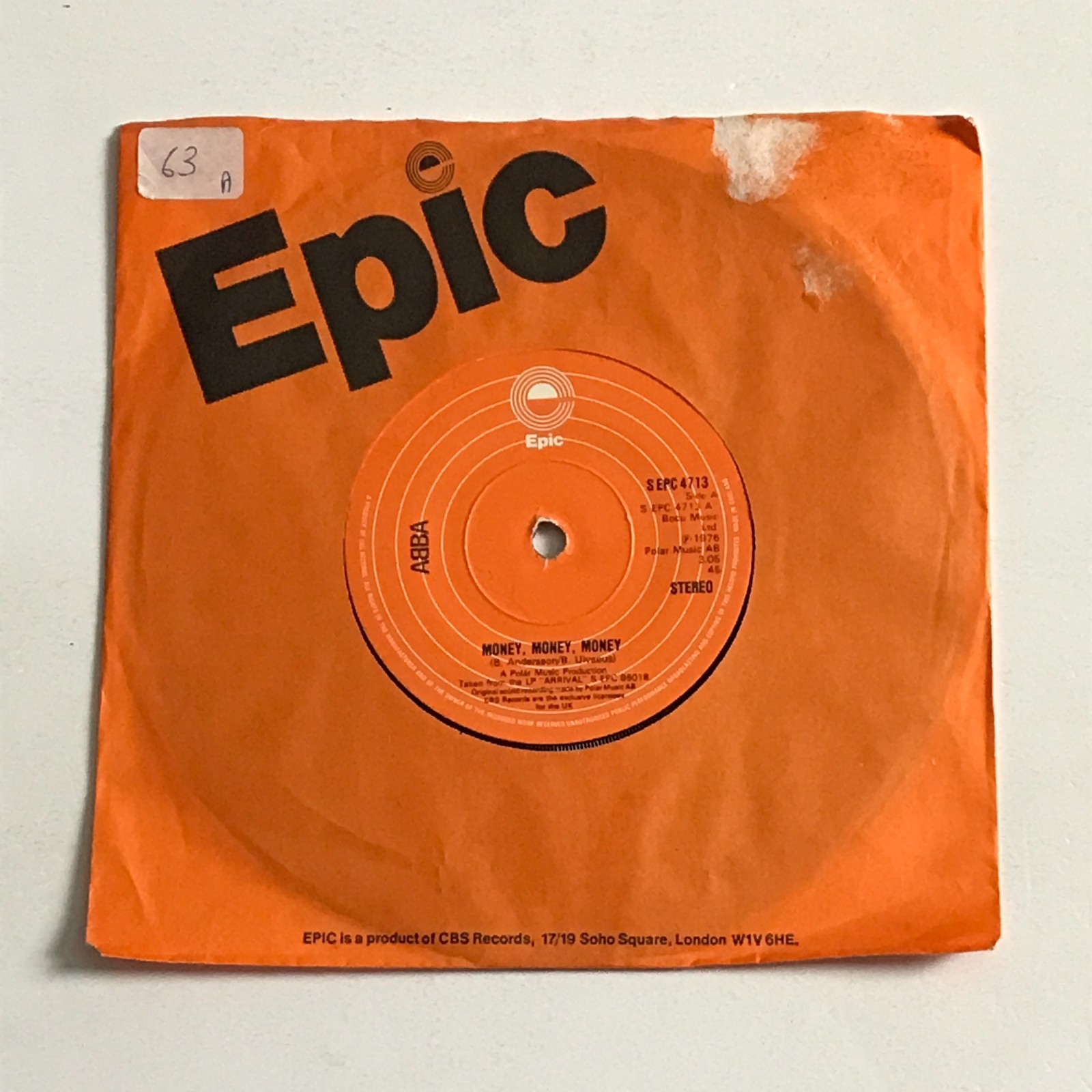 ABBA - Money, Money, Money 7" Vinyl Record - S EPC 4713 VG+