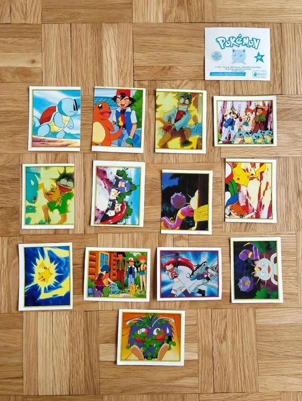 Pokémon Merlin Collection Vintage Lotto 12 Cards Adesivi Figurine Originali Anni 90 Da Collezione