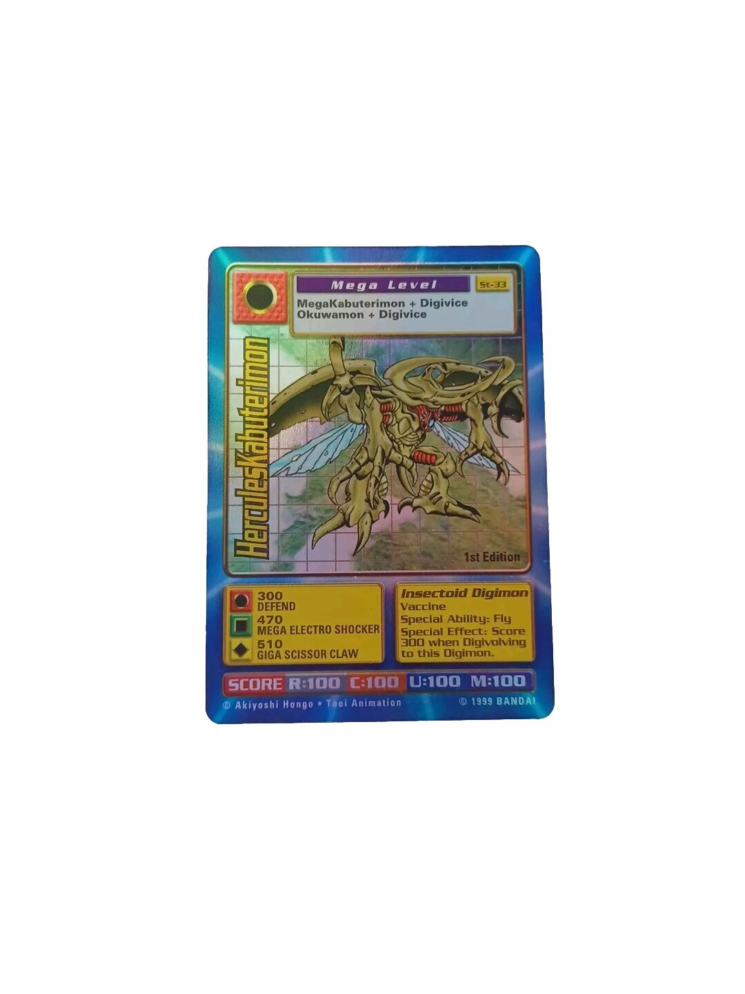 1999 Digimon Foil 1st Edition Hercules Kabuterimon Trading Card Lightly Played
