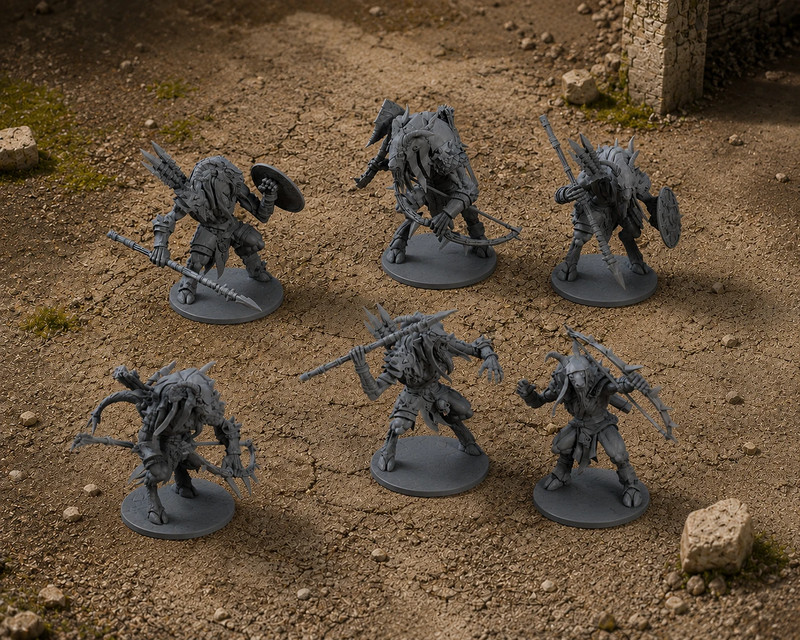 Lot 6 Hommes-Bêtes résine 28 32 Guerriers fantasy JDR, wargame Heroquest d&d old world AOS