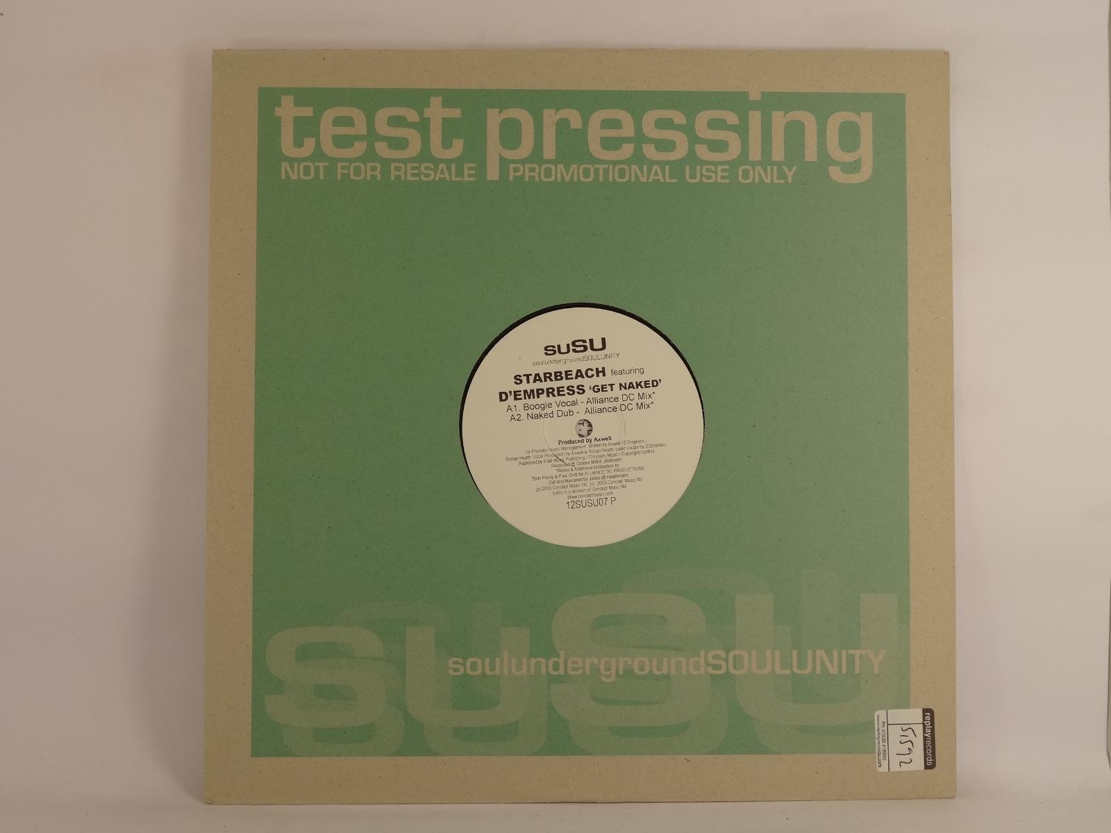 STARBEACH FT. D'EMPRESS GET NAKED (275) 4 Track Promo 12" Single including Compa