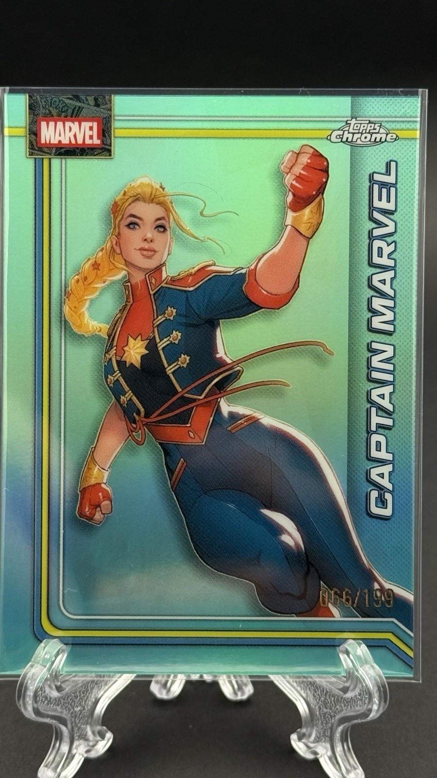 2026 Topps Chrome Marvel Captain Marvel rifrattore acquatico /199
