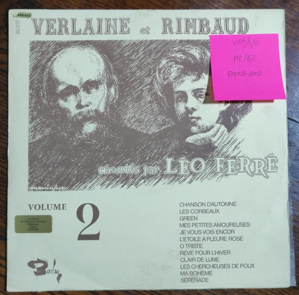 Verlaine Et Rimbaud Chantes Par Leo Ferre Vinyl Record VG+/VG 80.237 