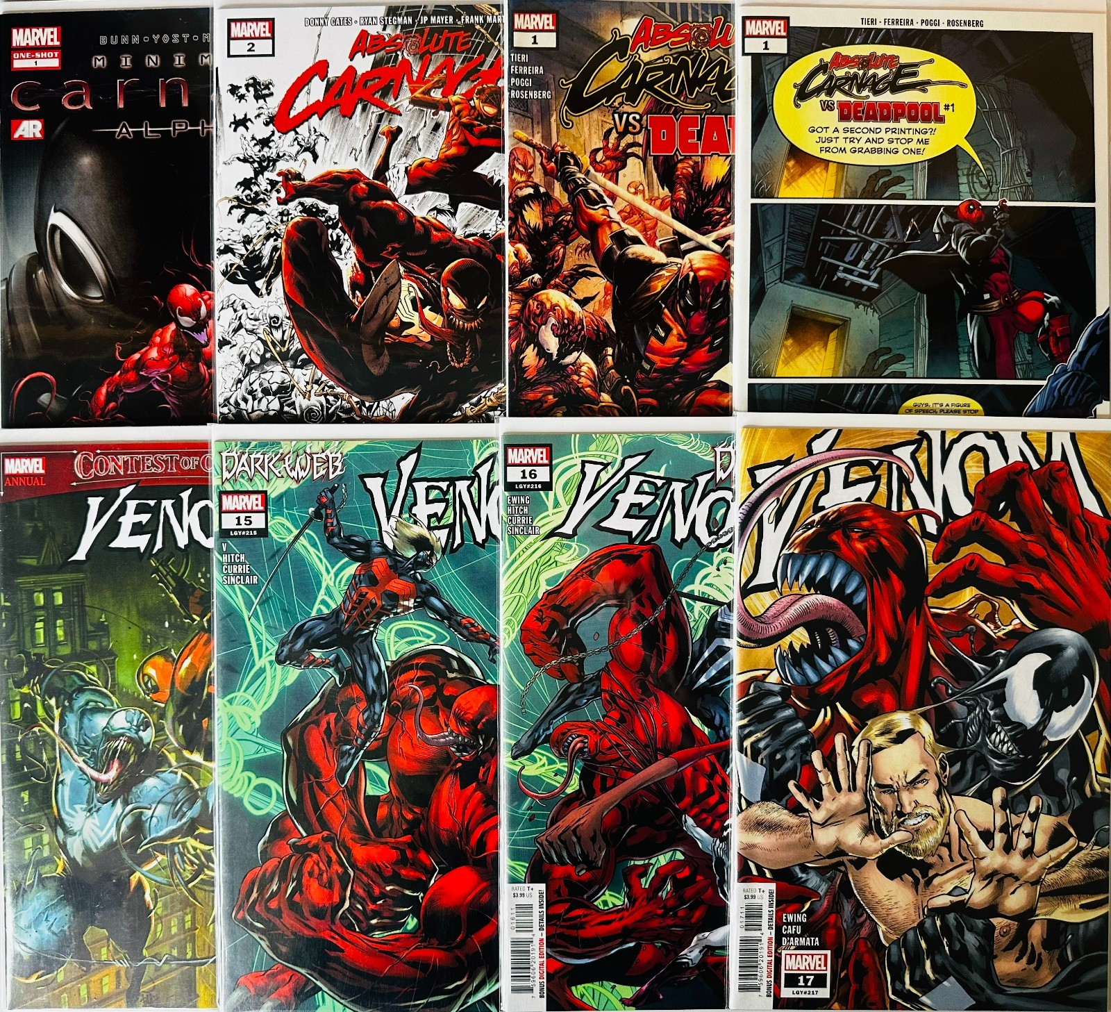 Lotto fumetti Absolute Carnage Deadpool #1 Minimum Carnage #1 Marvel Comics quasi nuovi