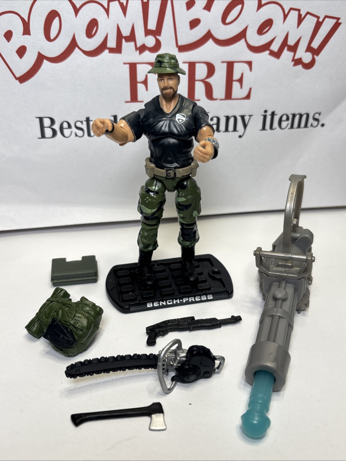 G.I. Joe 2009 Bench Press V1 Rise Of Cobra ROC completo + cassetta attrezzi per motosega!