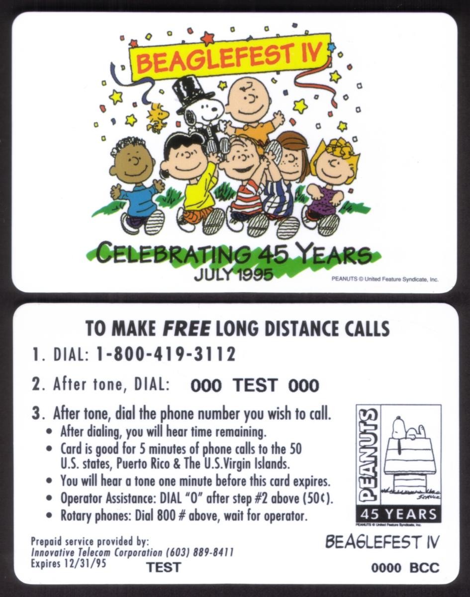 5m Beaglefest 4 (45th Anniv Peanuts) 8 Principale Personaggi! 0 Test Phone Card