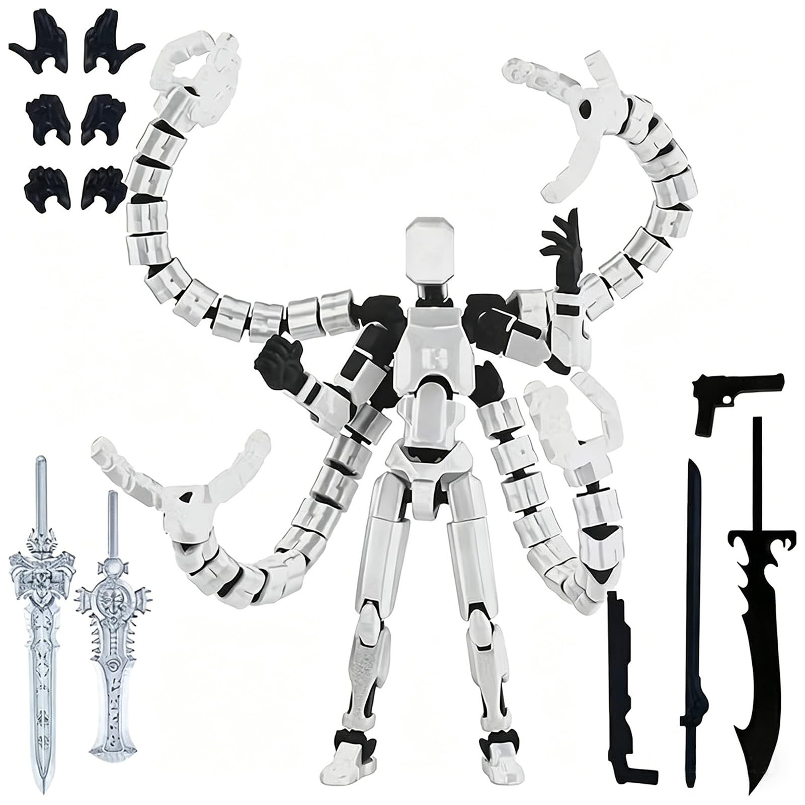 Mtbricey Stampato in 3D T13 Circa 13 cm (H) / 5,12 pollici, Bianco Nero
