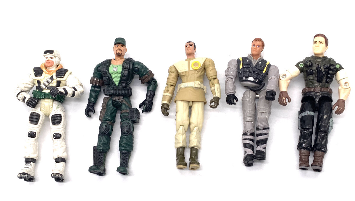 Lotto 5 action figure GI Joe 2001 -2004 collo in pelle Gung Ho Dusty Frostbite.