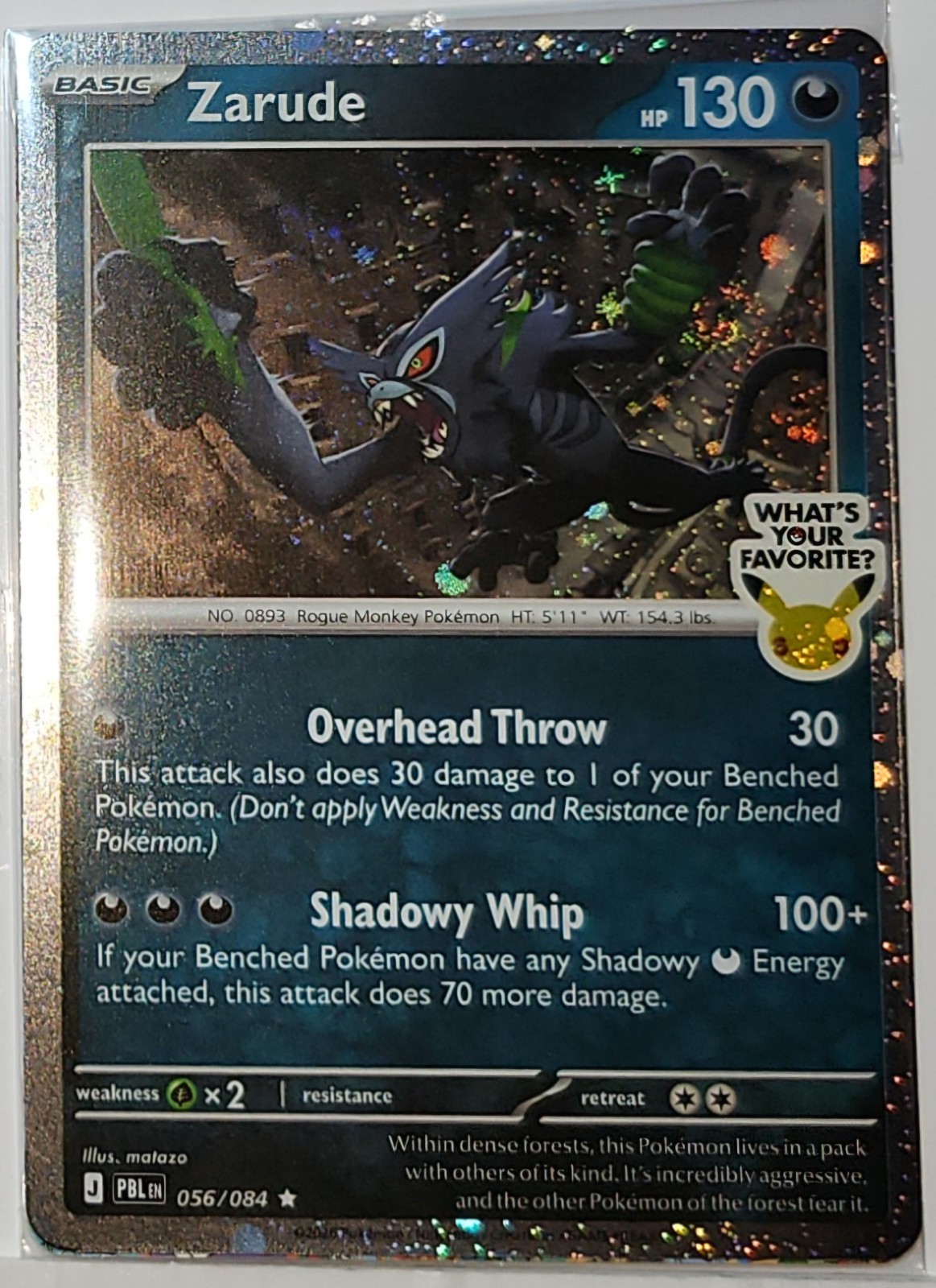 Fart Swirl 🌀 Zarude 056/084 Cosmos Holo Pokémon Raro TCG Promo timbrata 