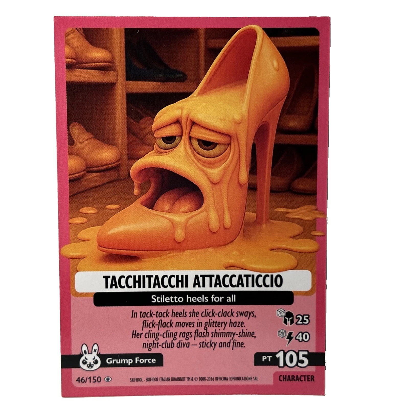 Carta Tacchitacchi Attaccaticcio Brainrot rara carta rosa con texture