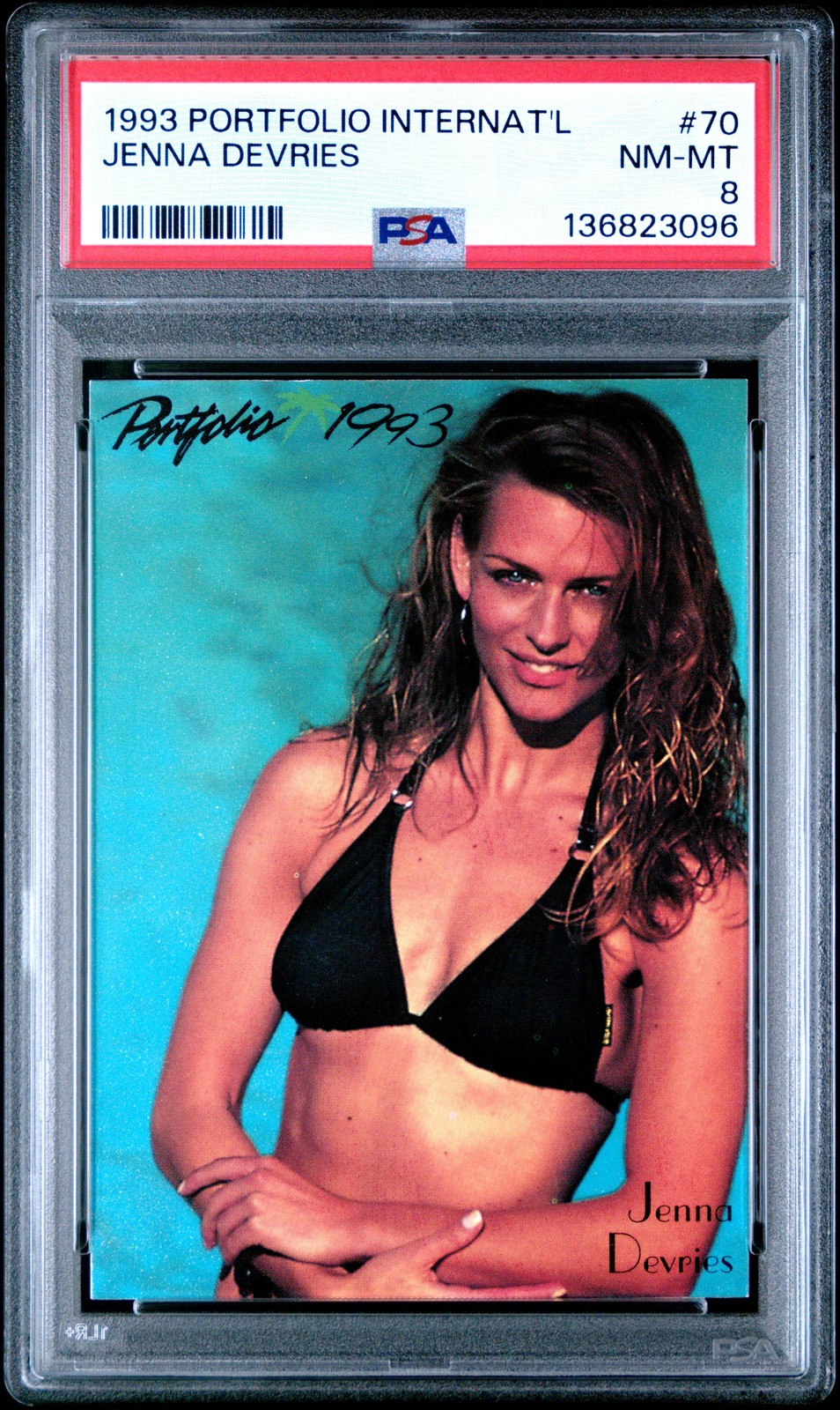 1993 PORTFOLIO INTERNATIONAL #70 JENNA DEVRIES PSA 8