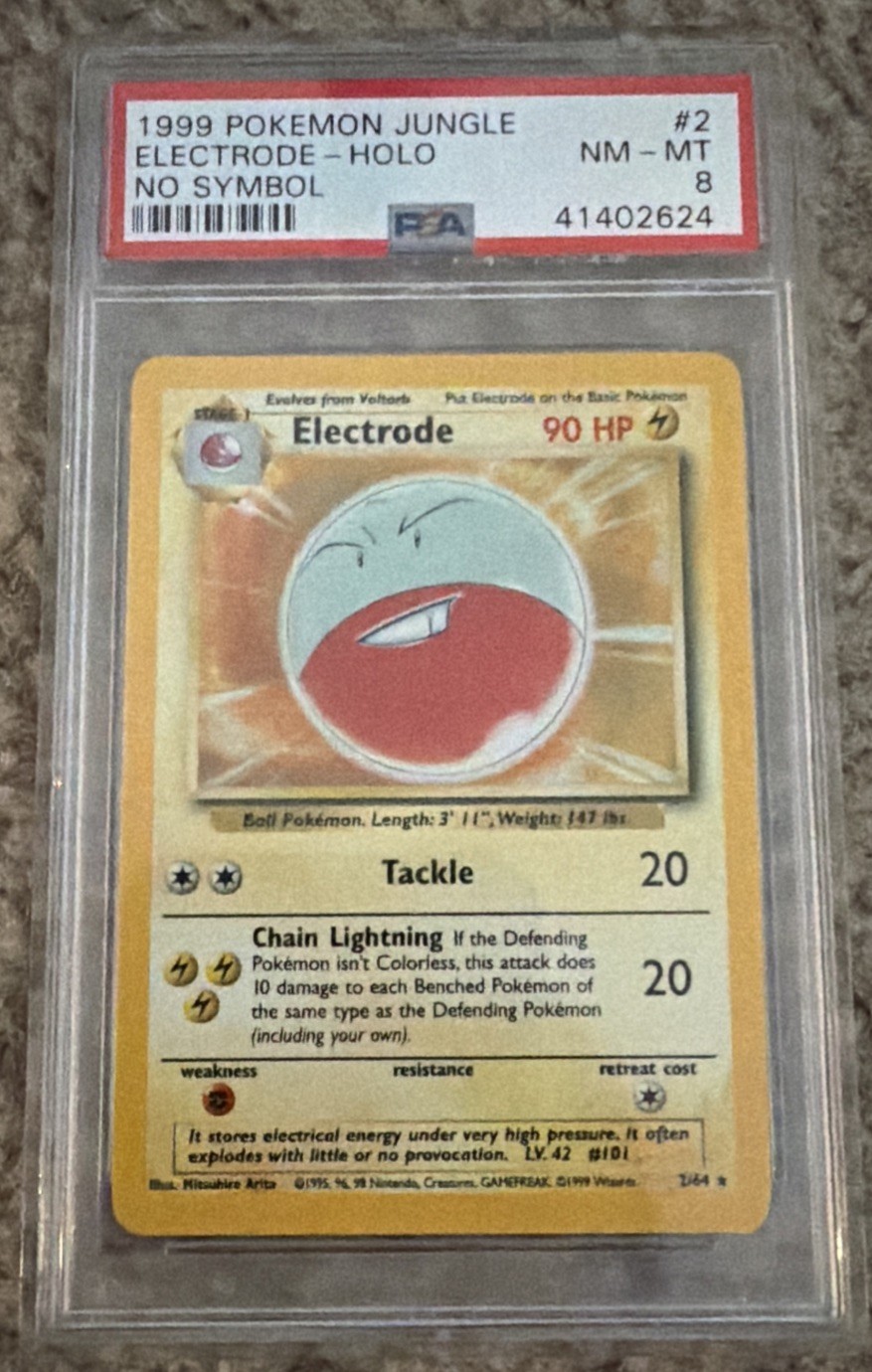 Elettrodo NO SYMBOL PSA Grado 8 2/64 CARTA ERRORE - 1999 POKEMON Jungle Holo