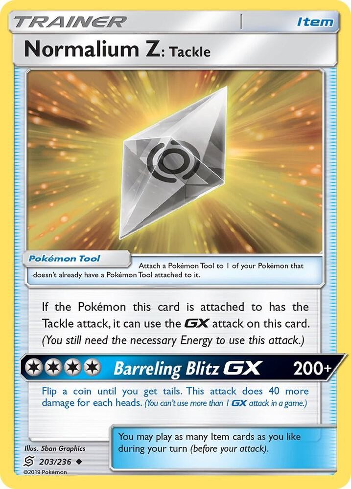 Normalium Z Tackle #203/236 Sm - Unified Minds Uncommon Pokemon TCG LP