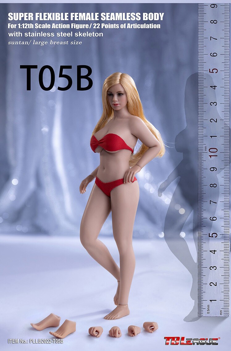 TBLeague T05B Female Seamless Large Breast Suntan Body with Head 1/12 FIGURE