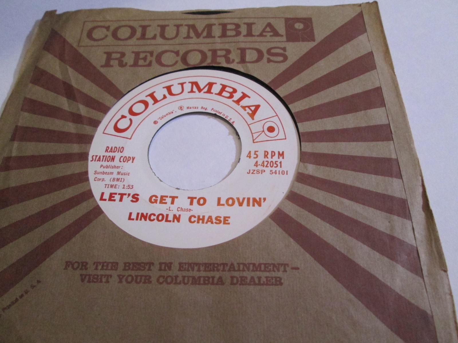 MOD R&B SOUL-LINCOLN CHASE-LET'S GET TO LOVIN'/DO I WORRY? 45 COLUMBIA-PROMO NM