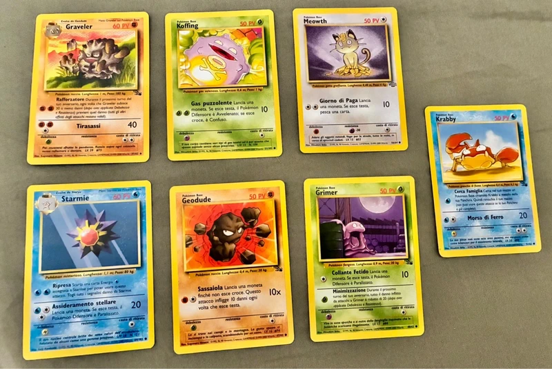 Lotto 7 Carte Pokémon Vintage - unlimited - Pari al Nuovo / Mai Giocate