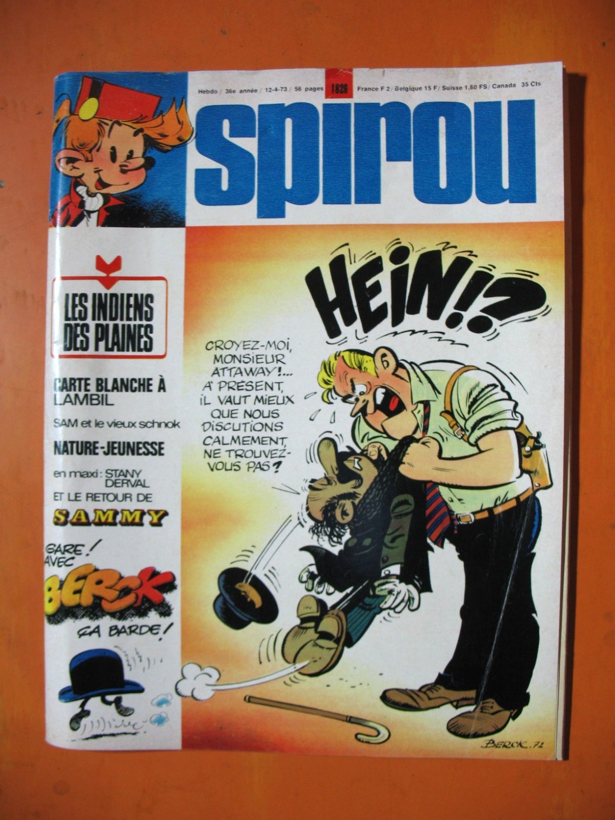 SPIROU Magazine N° 1826 du 12/04/1973- Carte blanche à Lambil
