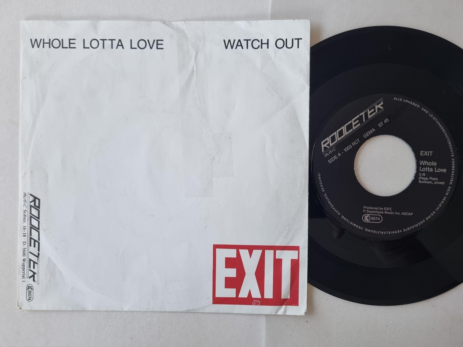 Exit - Whole Lotta Love / Watch Out 7'' Vinyl Germany/ CV Led Zeppelin