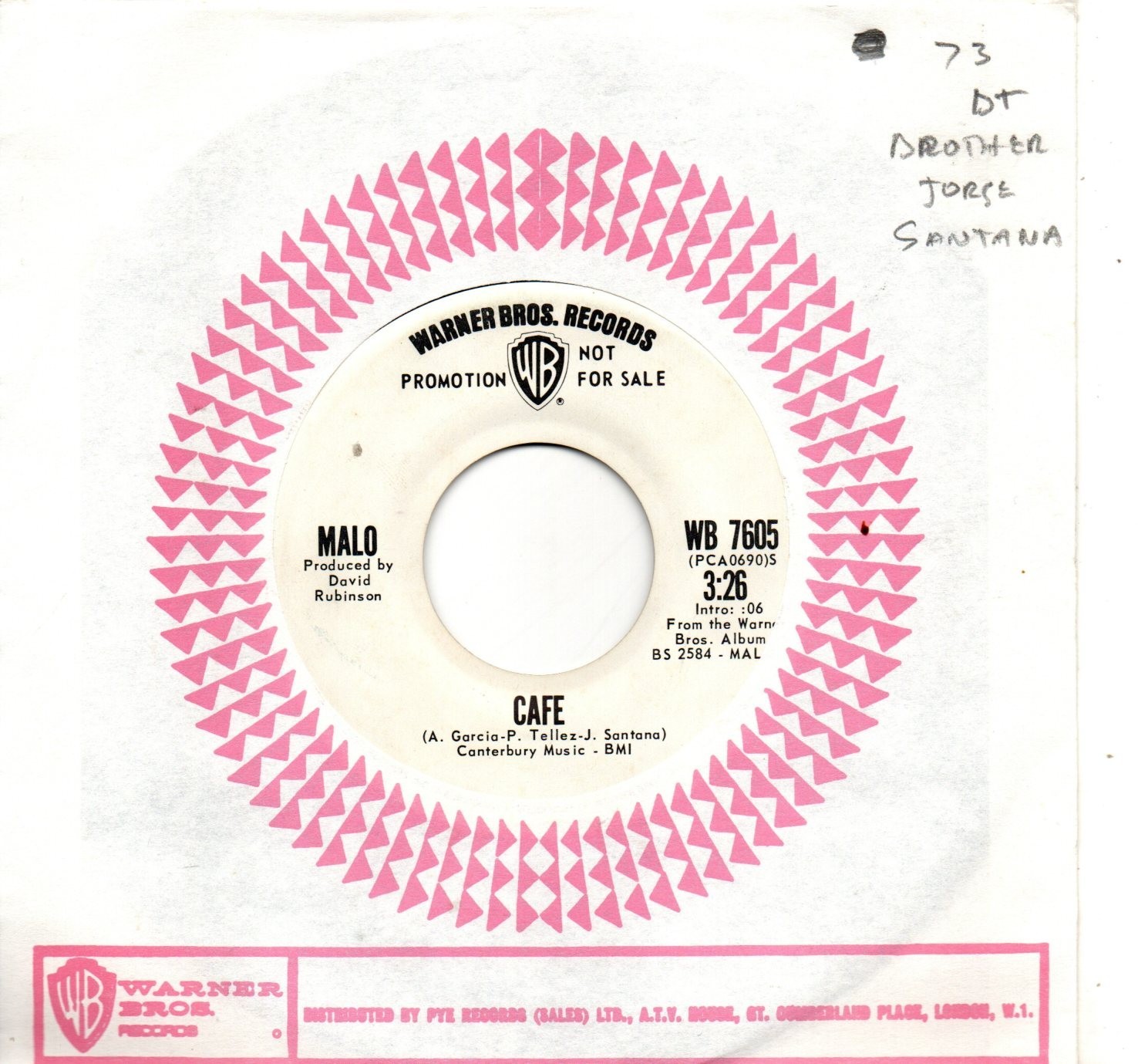 Malo:Cafe/Peace:US Warner Bros:DJ:1972