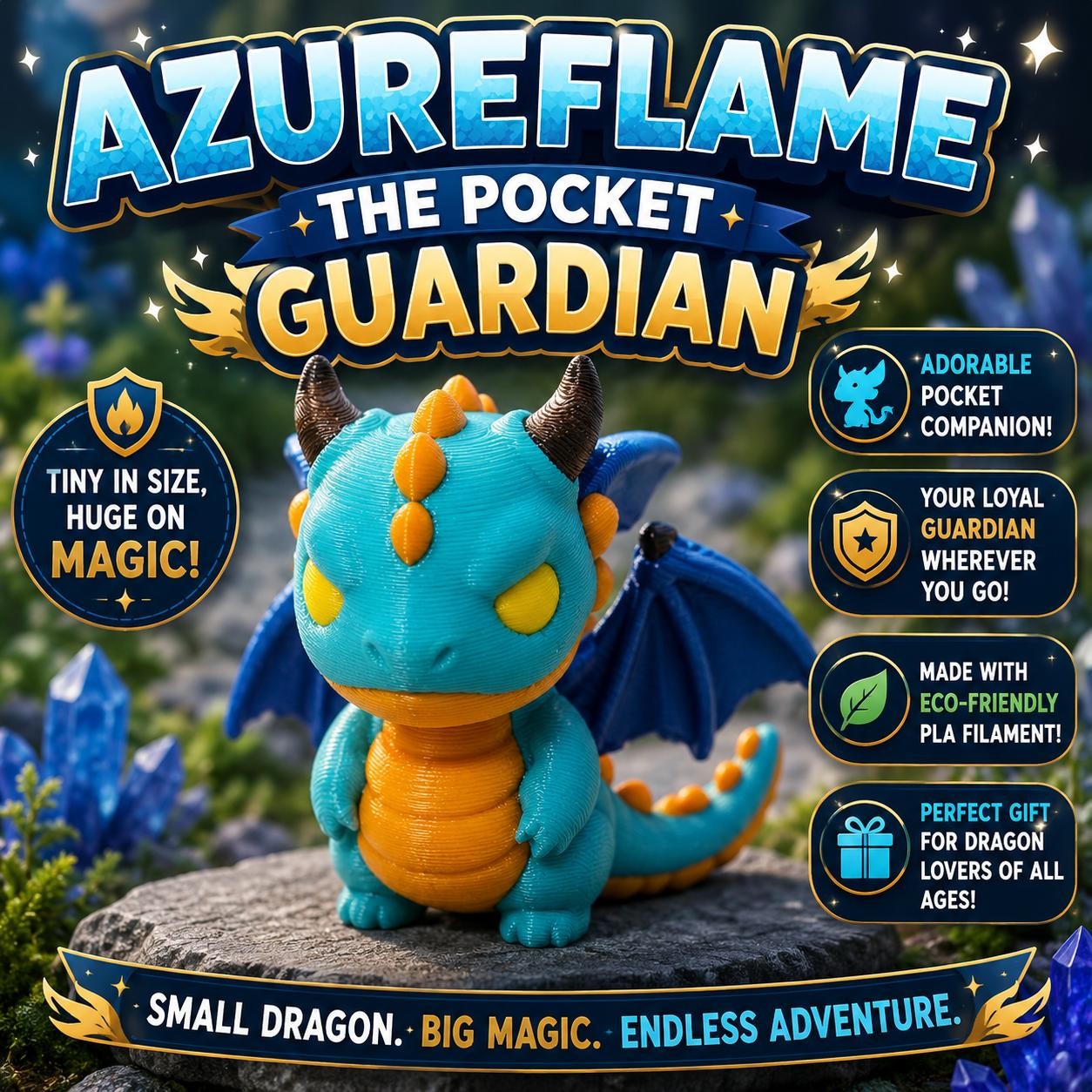Drago guardiano tascabile stampato in 3D fantasy drago mini scrivania animale domestico carino da collezione