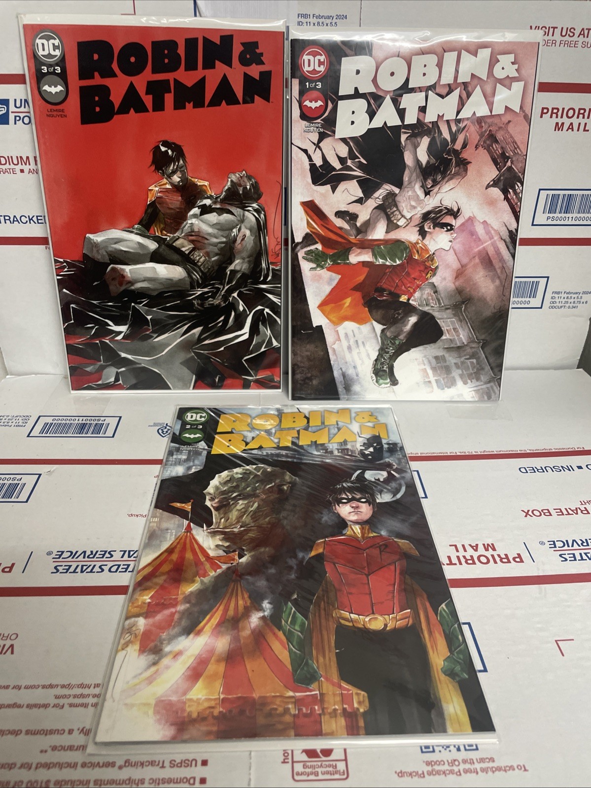 Robin & Batman #1-3 di 3 set completo quasi nuovo Lemire DC comics