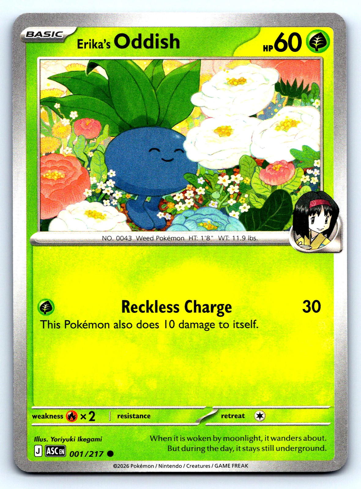 Carta Pokemon Erika's Oddish Ascended Heroes #1 normale quasi nuova