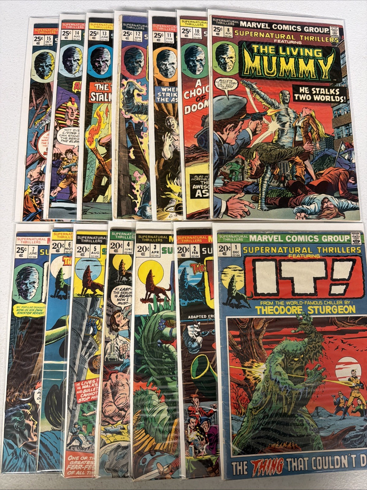 SUPERNATURAL THRILLERS #1-15 (mancante #9) Marvel Run 1st Living Mummy VG/F *Y4