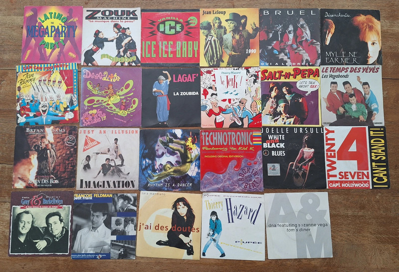 Lot de 20 Vinyles 45 Tours – Années 80 / 90 (Pop, Dance, Top 50)