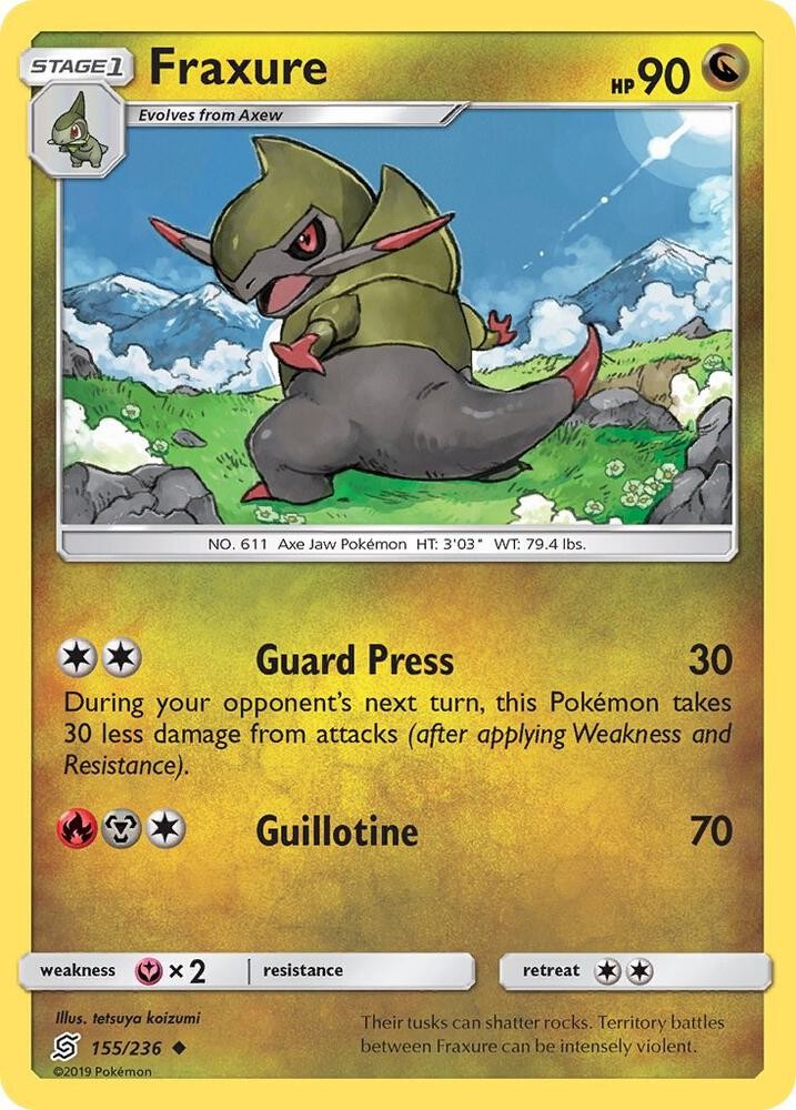Fraxure #155/236 Sm - Unified Minds Uncommon Pokemon TCG LP