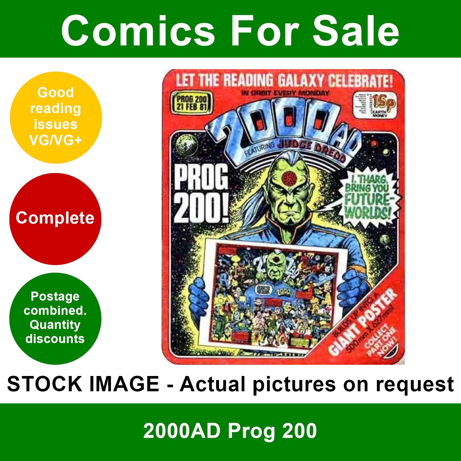 2000AD prog #200 comic - VG/VG+ - Poster pt 1 of 6 - 21 Feb 1981
