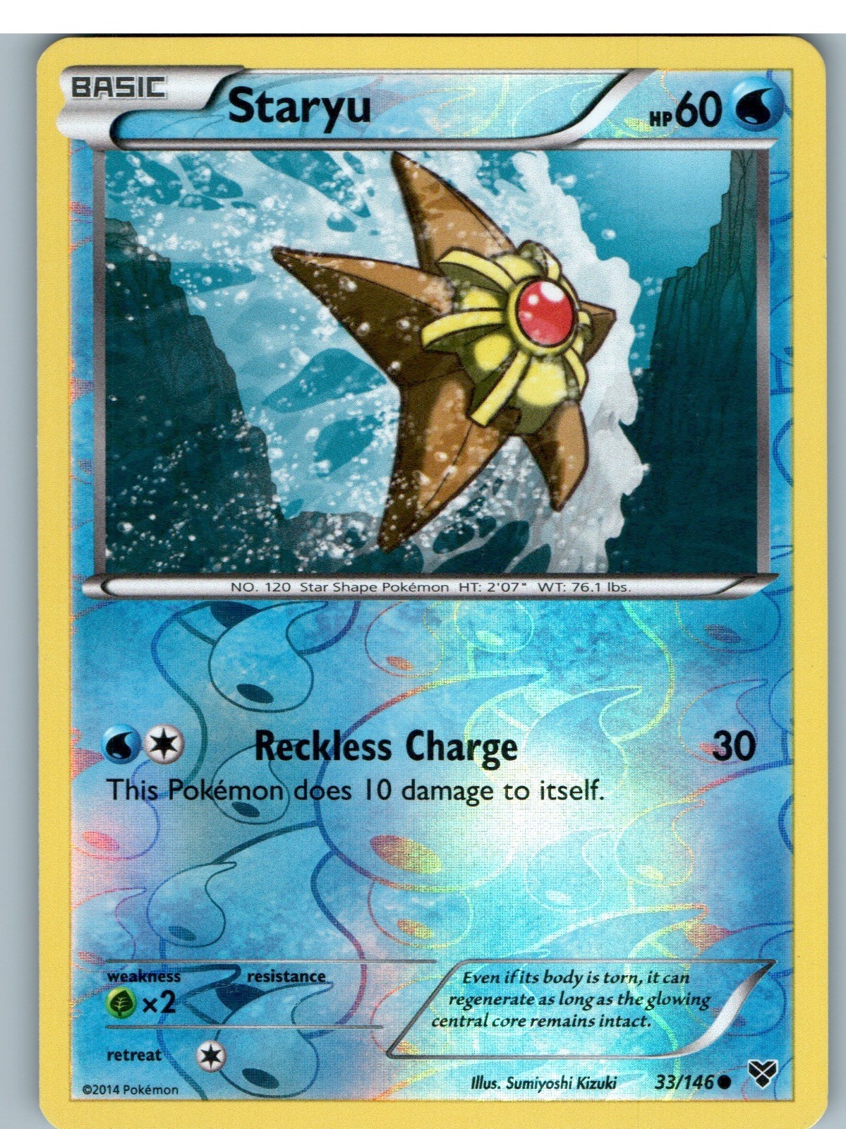 Staryu 33/146 Pokemon comune XY olografico inverso leggermente giocato