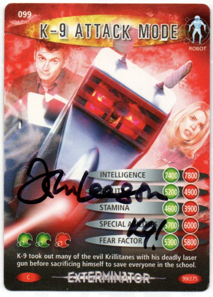 Doctor Who Trading Card Battles in Time #099 Signed by JOHN LEESON