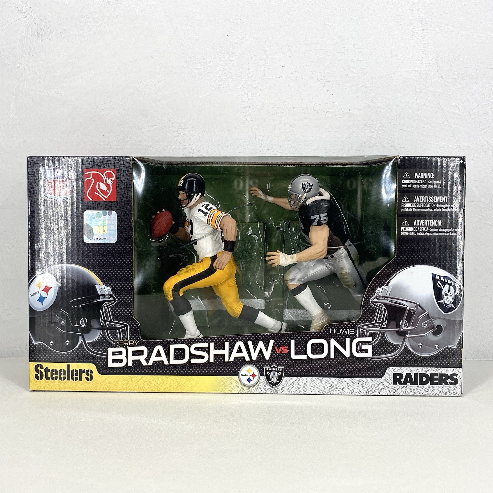 Terry Bradshaw vs Howie Long McFarlane Figure Confezione da 2 NFL Steelers Raiders 2011