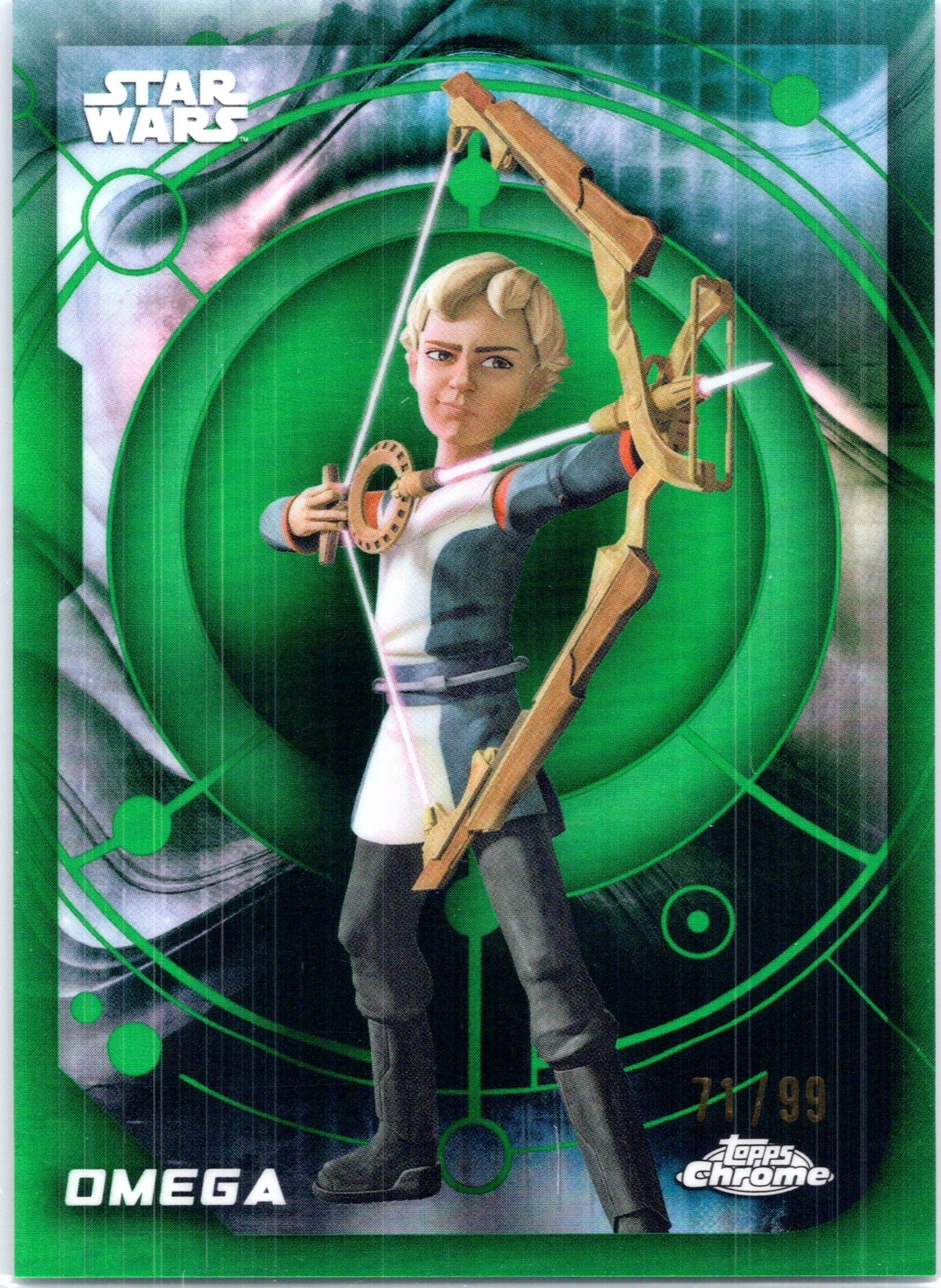 Omega #/99 rifrattore verde 2026 Topps Chrome Star Wars #158