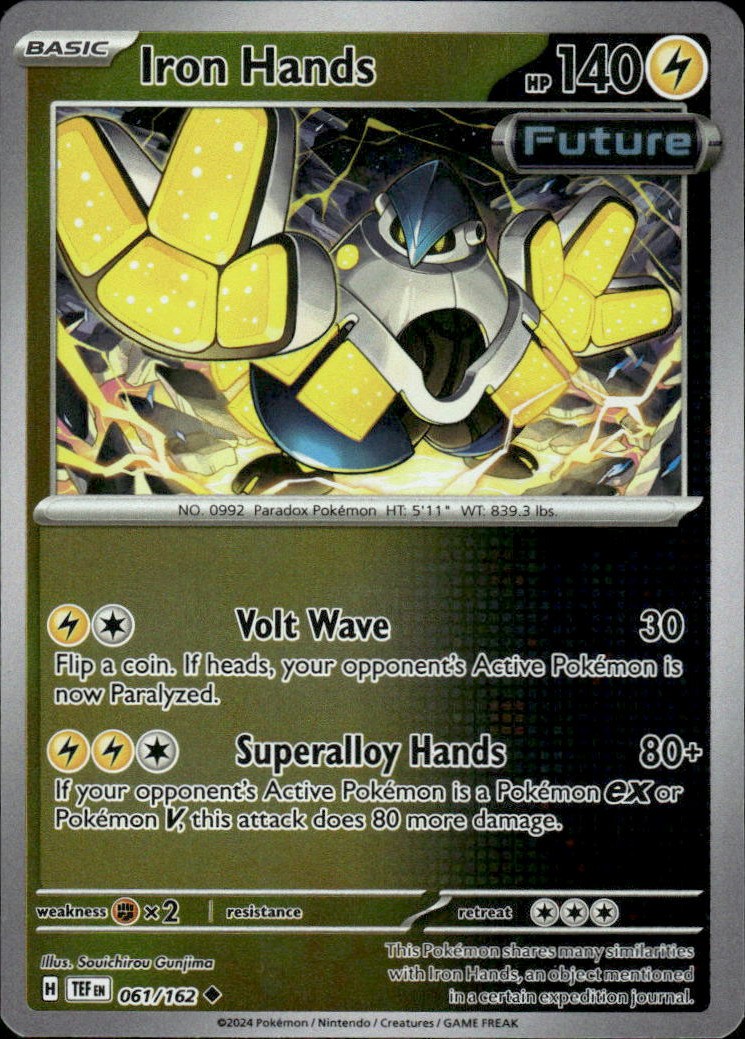 Iron Hands Temporal Forces 061/162 Uncommon Reverse Holo Pokémon — English NM