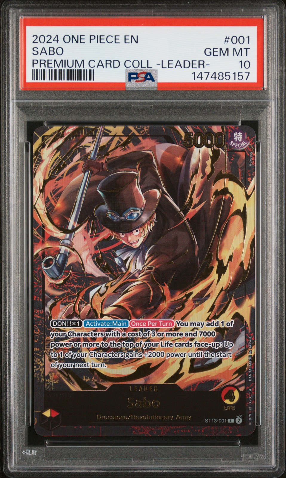 2024 ONE PIECE PREMIUM CARD COLLECTION -LEADER COLLECTION- #001 SABO PSA 10