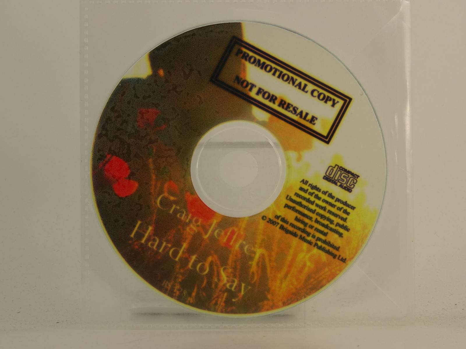 CRAIG JEFFREY HARD TO SAY (H1) 1 Track Promo CD Single including Plastic Sleeve 