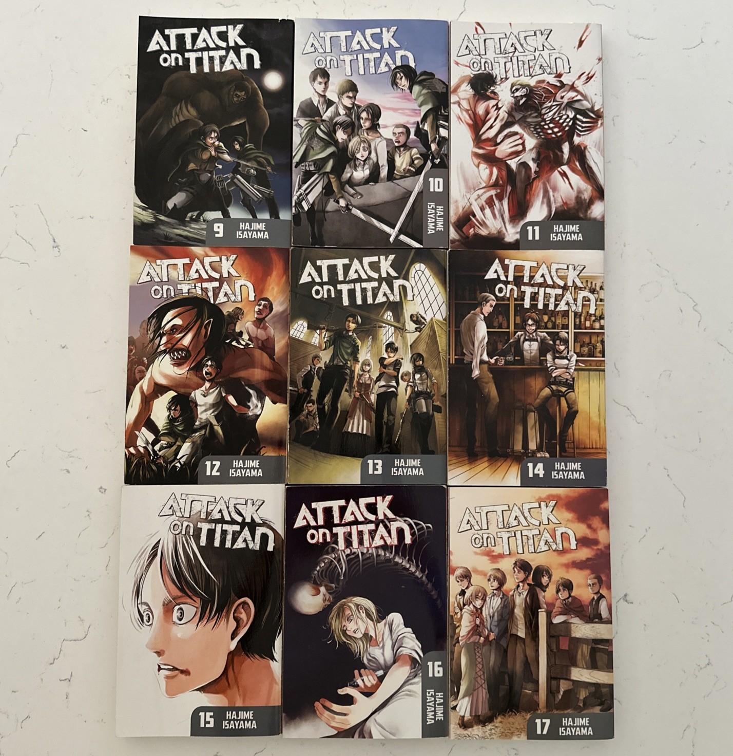 Attack on Titan - Lotto libri tascabili (#9-17) manga inglese Isayama