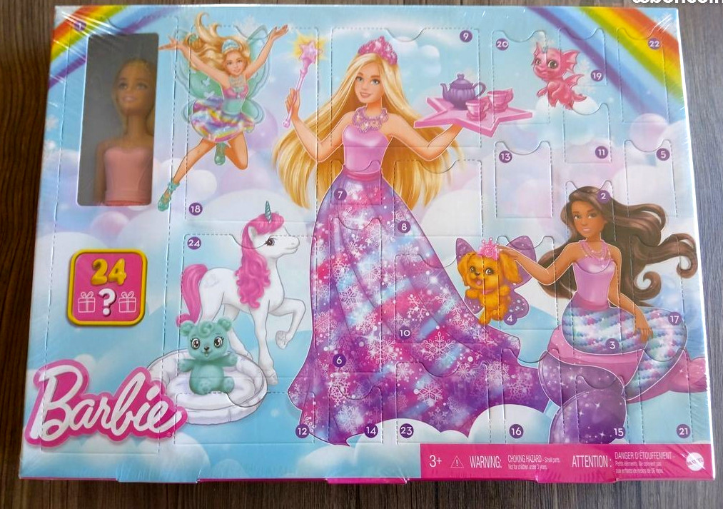 Barbie Poupée sirène robe Calendrier de L'avent Noël 24 Pièces Mattel NEUF
