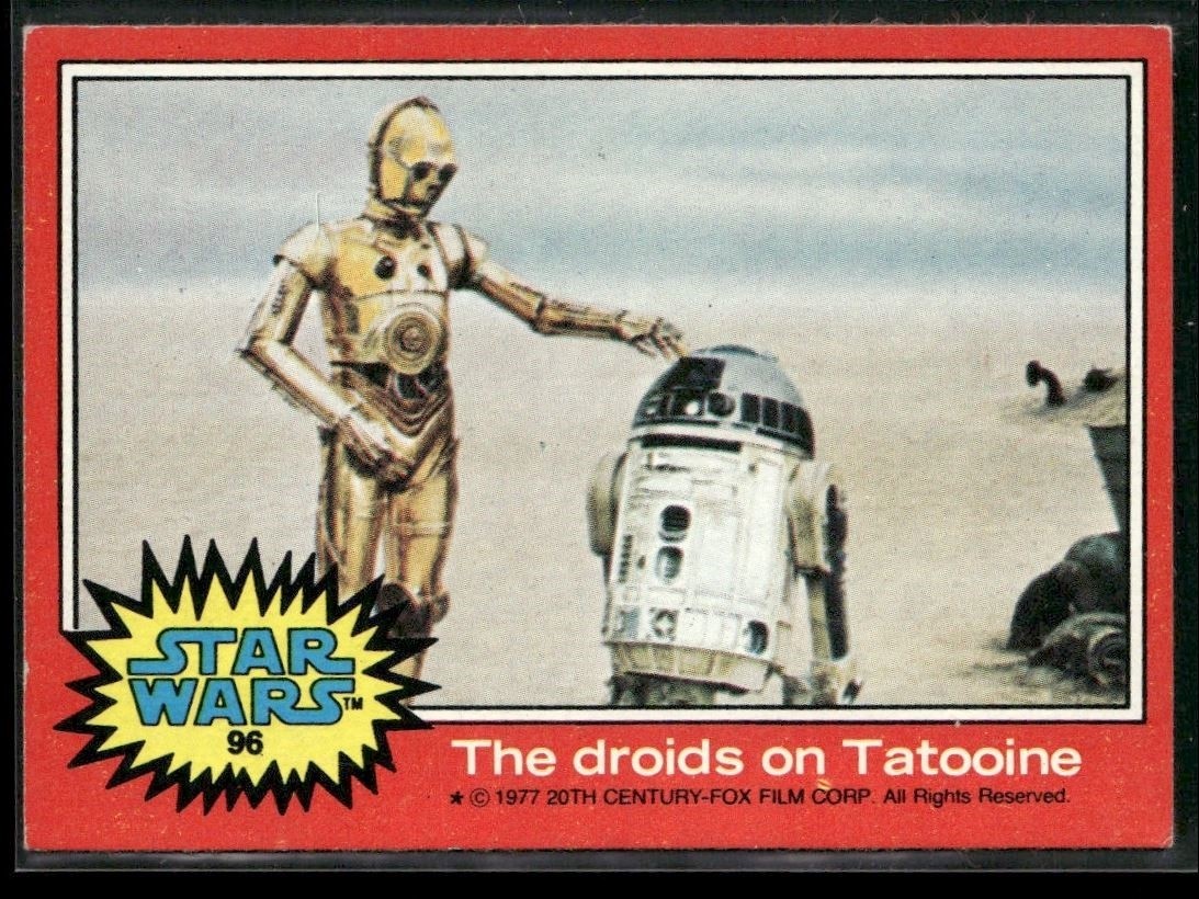 ⭐ 1977 Topps Star Wars Serie 2 R2D2 C3PO I droidi su Tatooine #96 EX