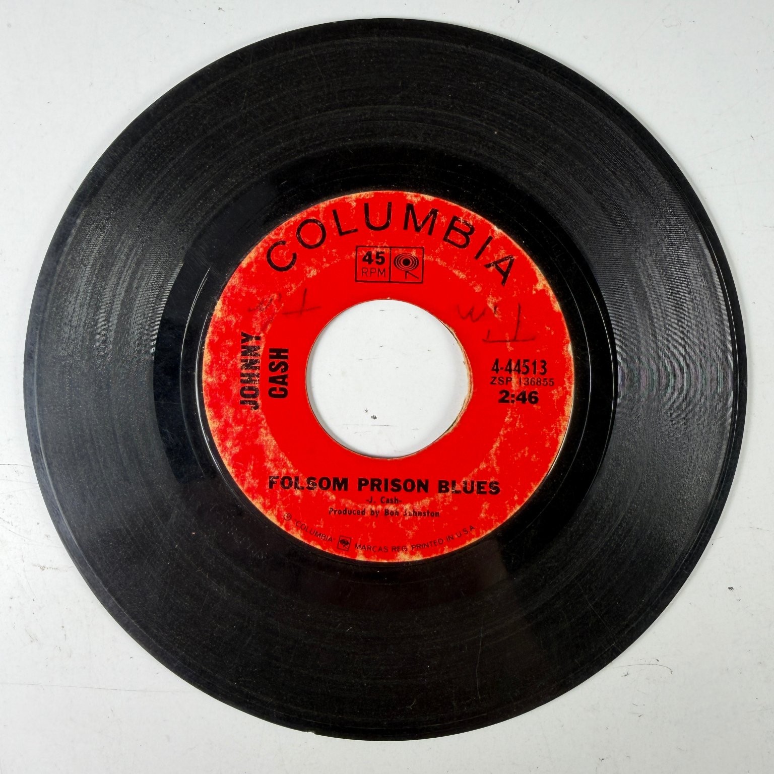 Johnny Cash – Folsom Prison Blues 7" Single 1968 Columbia Country 45 RPM