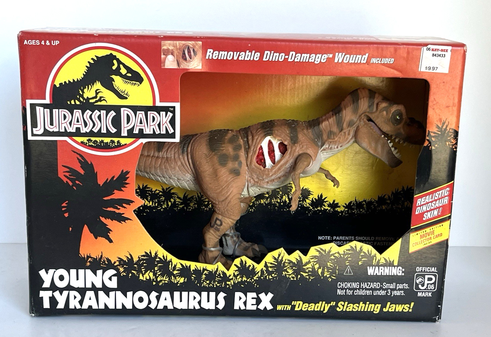 Kenner Jurassic Park 1993 Young T-Rex Slashing Jaws Danni Dino ferita IN SCATOLA