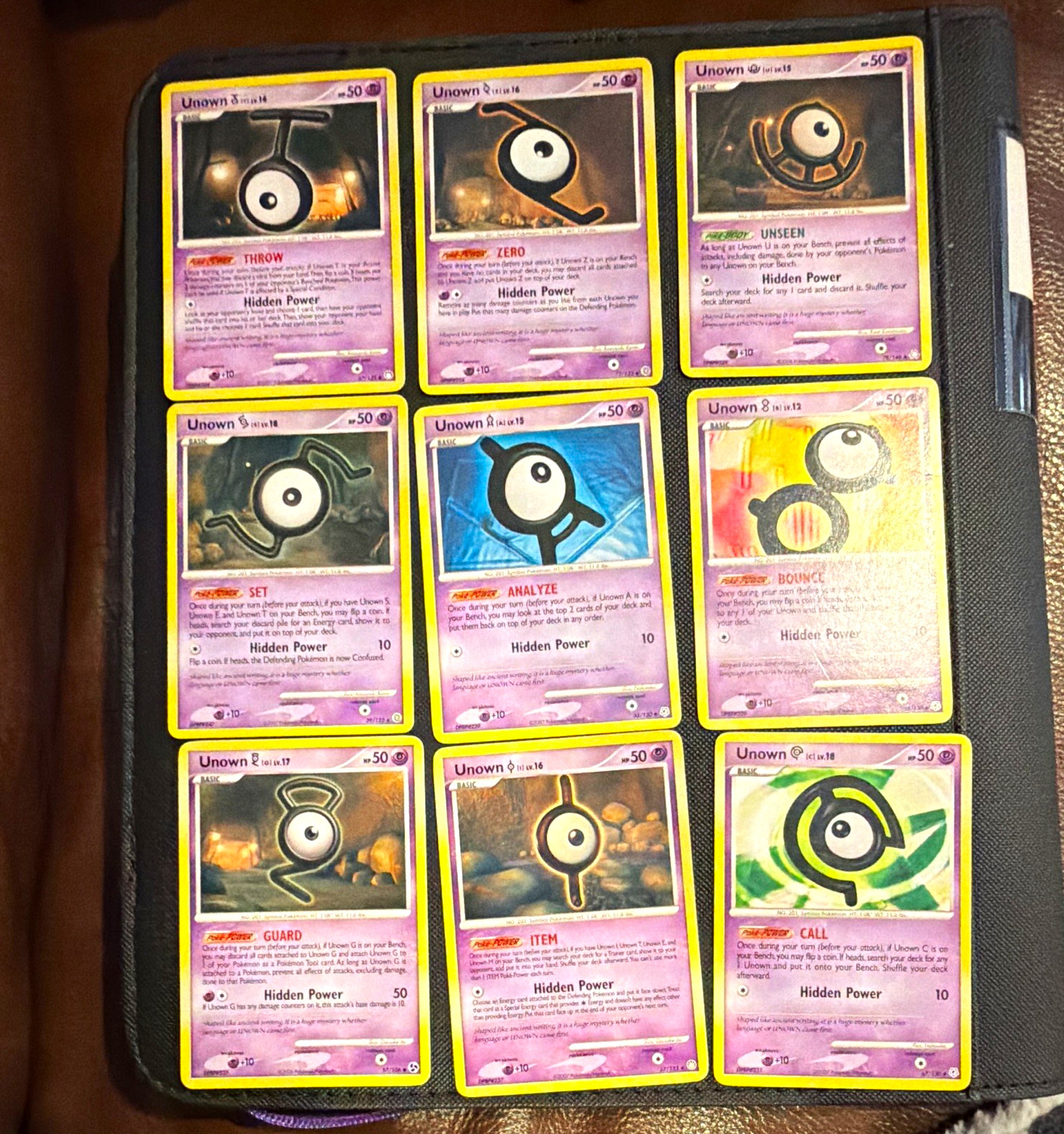 Pokémon TCG Mid Era Lotto 9 Carte Unown Psychic Unlimited Inglese 2001