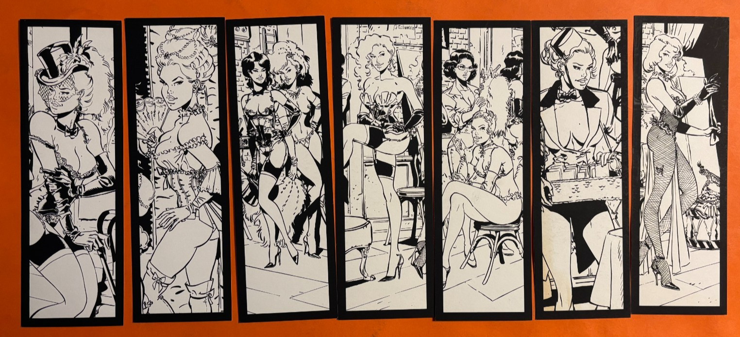 MEYNET LOT 7 MARQUE PAGES NOIR ET BLANC SERIGRAPHIE  CABARET ETAT NEUF