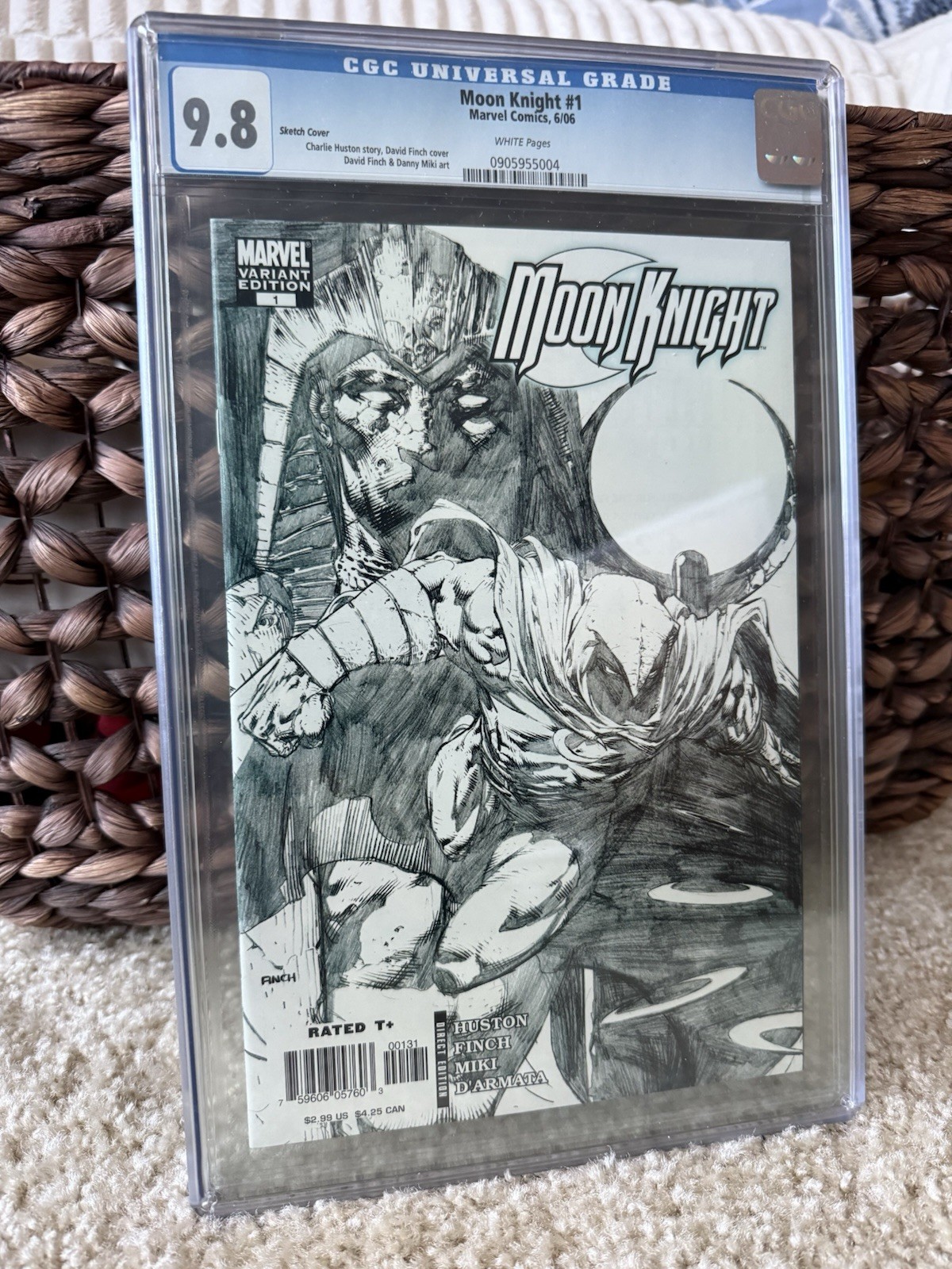🌓 Moon Knight #1 (2006) CGC 9,8 pagine bianche - variante schizzo - copertina David Finch