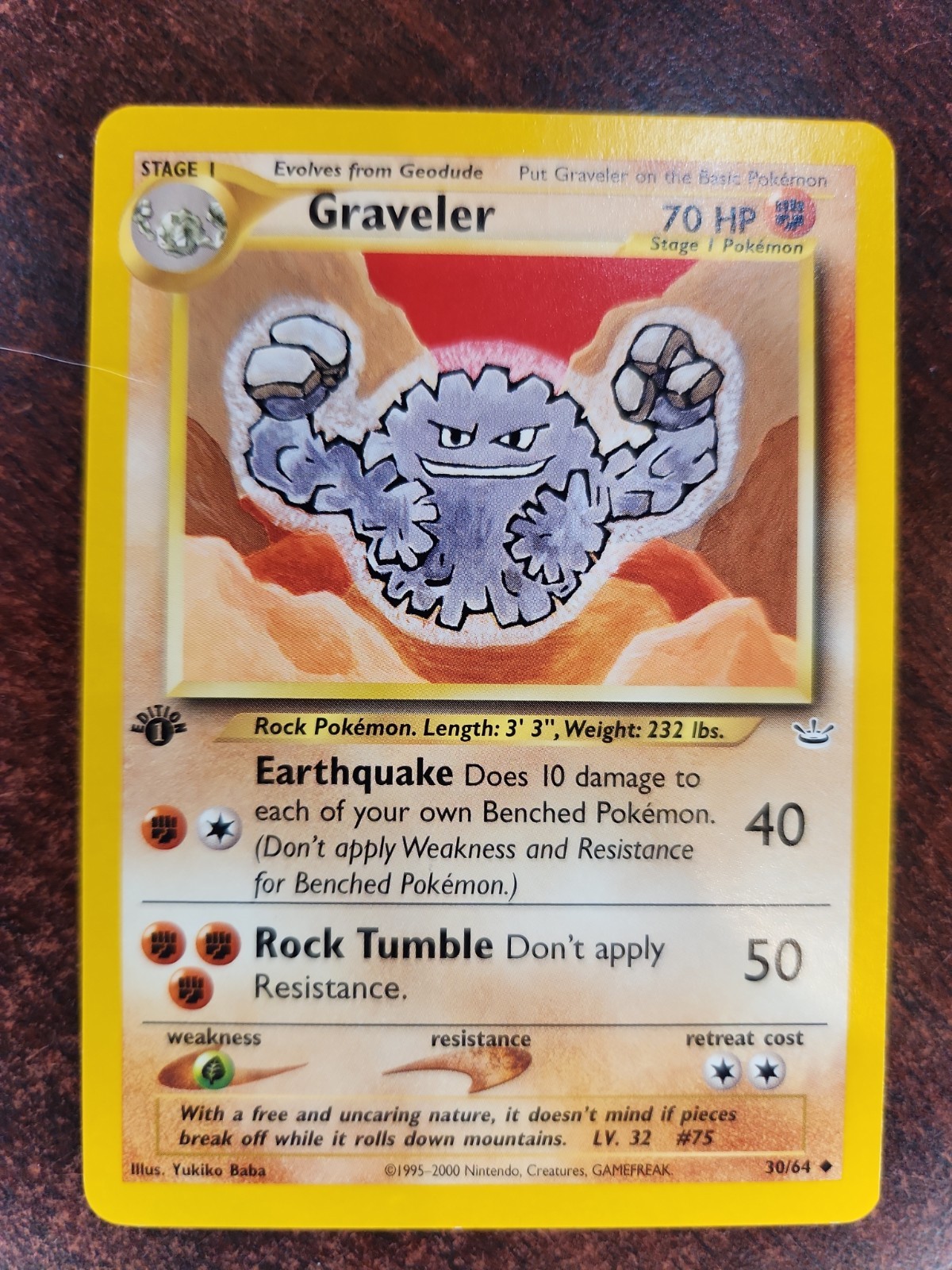 Graveler Neo Revelation 1st Edition Pokemon Card WOTC NM